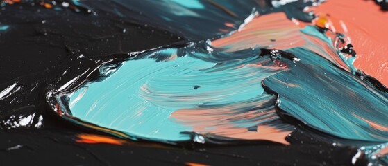 Poster - Close-up view of vibrant oil paint texture revealing thick brush strokes and color blend