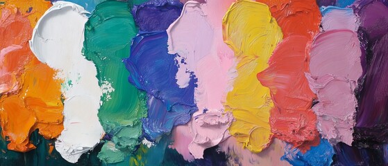 Poster - Vibrant oil paint colors blending elegantly on an artist's palette with texture and depth