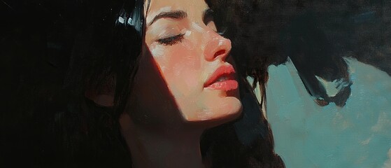Poster - Captivating portrait showcasing chiaroscuro technique with striking light and shadow interplay