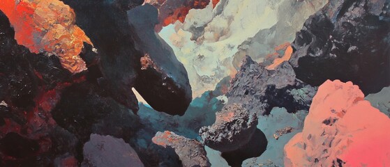 Poster - Vibrant interplay of color and texture in an oil painting using chiaroscuro techniques