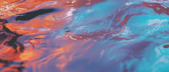 Poster - Fluid reflections in vibrant colors capturing the essence of oil painting with transparent layers
