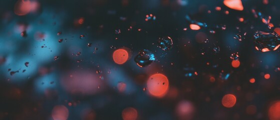 Poster - Raindrops on glass create a vibrant pattern blurred by city lights in a nighttime setting