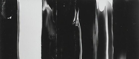 Poster - Texture of roller marks with vertical lines and uneven ink patterns on a black background