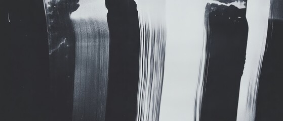 Poster - Texture of roller marks with vertical lines and uneven ink patterns displaying a monochrome artistic effect
