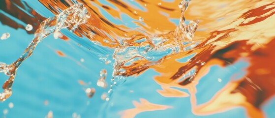 Poster - Dynamic splashing water captures vibrant colors and abstract shapes from a top view perspective
