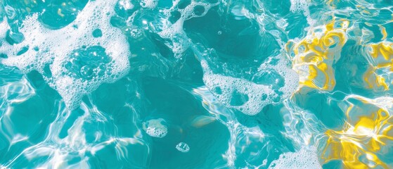 Poster - Bright vibrant texture of splashing water with dynamic motion and abstract shapes in top view
