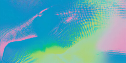 Aufkleber - Bright halftone texture blending colors with abstract forms and shapes