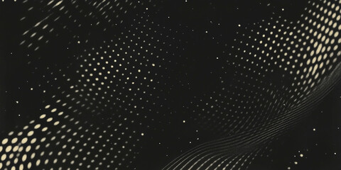 Poster - Grunge halftone texture with structured dots forming lines on a black background
