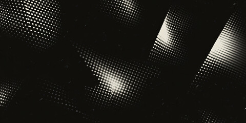 Aufkleber - Grunge halftone texture with triangular patterns and geometric design on black background