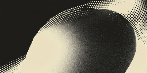 Poster - Grunge halftone texture with circular patterns on black background emphasizing geometric design