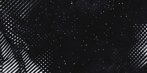 Aufkleber - Grunge halftone texture overlay with woven pattern on black background