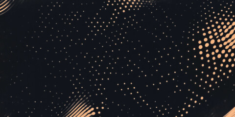 Poster - Grunge halftone overlay texture creating vintage look with faded dots on black background