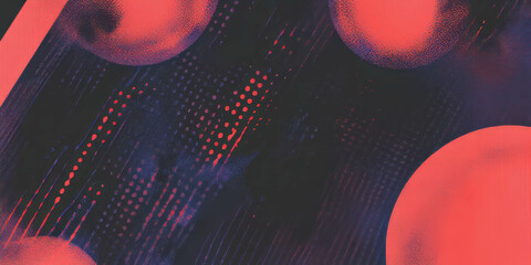Poster - Grunge halftone overlay texture with bold dots and vibrant colors on a dark background