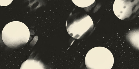 Aufkleber - Grunge halftone texture with large dots and bold patterns on a black background
