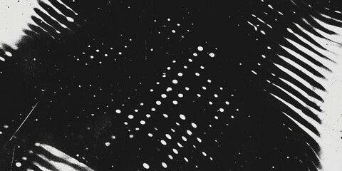Aufkleber - Grunge halftone texture with overlapping dots on a textured black background
