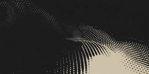 Aufkleber - Grunge halftone texture with distressed dots creating a vintage appearance on black background