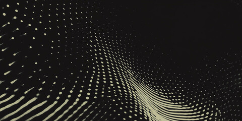 Poster - Intricate grunge halftone texture with rough dots on black background enhances vintage appeal