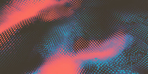 Poster - Grunge halftone texture with scratches and vibrant color contrast on a black background