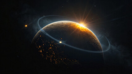 Wall Mural - Science concept background with planet on space