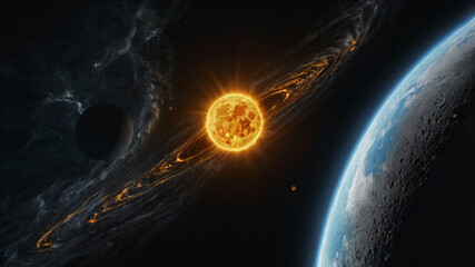 Wall Mural - Science concept background with planet on space