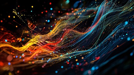 Aufkleber - Colorful abstract waves of light and energy create a dynamic visual experience.