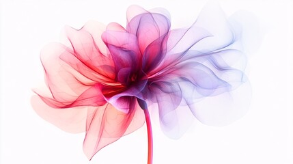Poster - An abstract representation of a flower with flowing petals, showcasing vibrant hues of pink and purple.