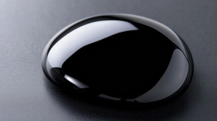 Aufkleber - Close up view of a single black oil droplet resting on a smooth surface. Generative AI