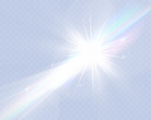 Wall Mural - bright glowing light burst with soft edges and subtle rays on a transparent background, suitable for