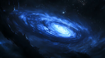 Wall Mural - mesmerizing blue swirling vortex of light creates dynamic and captivating visual effect, evoking sen