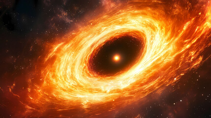 Wall Mural - planet is being consumed by a supermassive black hole creating a swirling vortex of fire and energy 