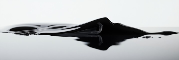 Poster - Shiny black oil puddle creating a reflective surface under natural light conditions. Generative AI