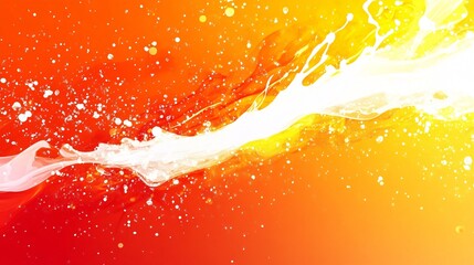 Poster - Vibrant splash of orange and yellow hues with a flowing white wave, creating a dynamic and energetic background.