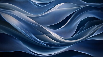Aufkleber - Abstract blue waves flow gracefully, creating a serene and calming atmosphere with smooth gradients and soft textures.
