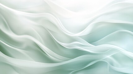 Poster - Soft, flowing waves of sheer fabric create an ethereal and calming backdrop in shades of mint and white.