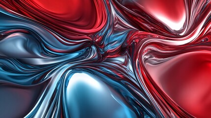 Aufkleber - Abstract swirl of red and blue metallic textures, creating a vibrant and dynamic visual effect.