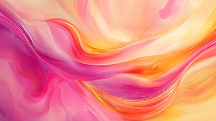 Aufkleber - A vibrant abstract artwork featuring flowing waves of pink, yellow, and orange hues.