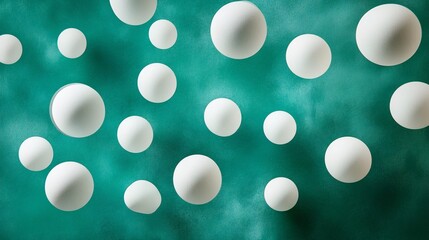 Aufkleber - Floating white spheres against a teal background create a modern and minimalist aesthetic.