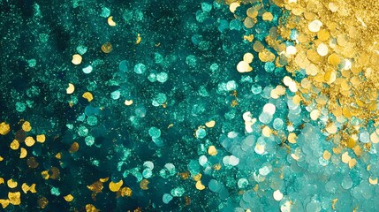 Poster - A stunning blend of teal and gold glitter creating a mesmerizing, festive backdrop.