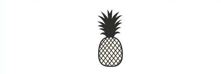 Poster - Pineapple illustration featuring classic shape and distinct crown in a minimalist style on a light background. Generative AI