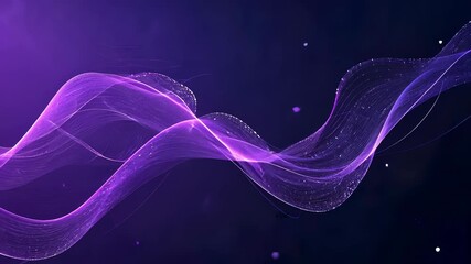 Poster - Video with Immerse yourself in an abstract and ethereal visual journey with a flowing purple design set against a dark background. The glowing material swirls and flows, accompanied by delicate white 