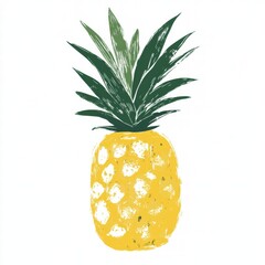 Poster - Fresh pineapple illustration with vibrant colors and simple design for tropical themes and fruit lovers. Generative AI