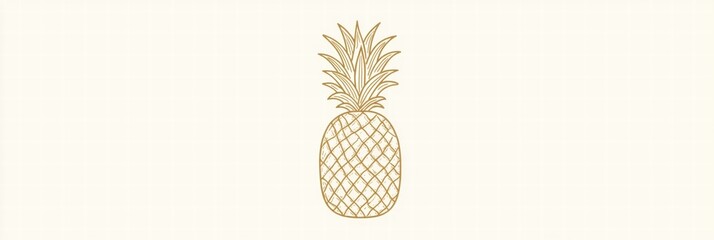 Poster - Pineapple illustration in simple design with minimalist style on neutral background. Generative AI