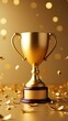 © Yanina - Golden Cup with Gold Confetti Background, trophy, award, victory, championship, success, celebration