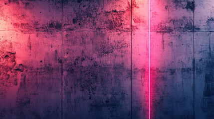 Poster - Concrete wall with vibrant neon accents illuminating unique textures. Generative AI
