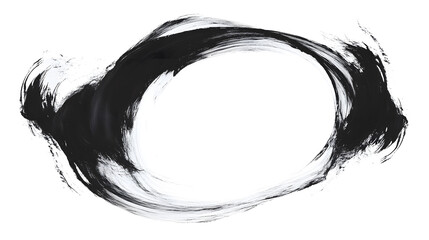 Wall Mural - Black ink hand-drawn circle isolated white background