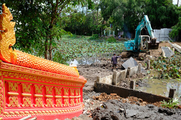 Wall Mural - Monivongsa Bopharam pagoda. Construction site.  Bac Lieu. Vietnam. .