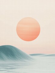 Aufkleber - Sunset over calm ocean waves with soft pastel hues reflecting on serene water. Generative AI