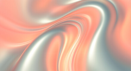 Poster - Luxurious coral and silver abstract background flowing smoothly, creating a sense of elegance and sophistication