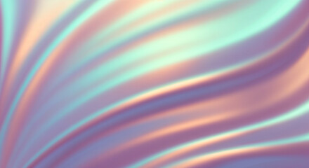 Poster - Holographic pastel colors creating a flowing wavy pattern, ideal for backgrounds