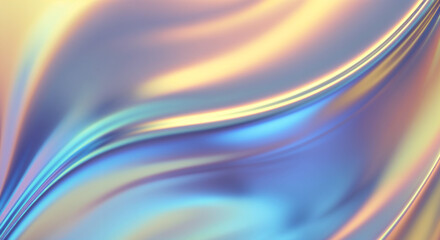 Poster - Holographic pastel background creating soft curves with rainbow colors